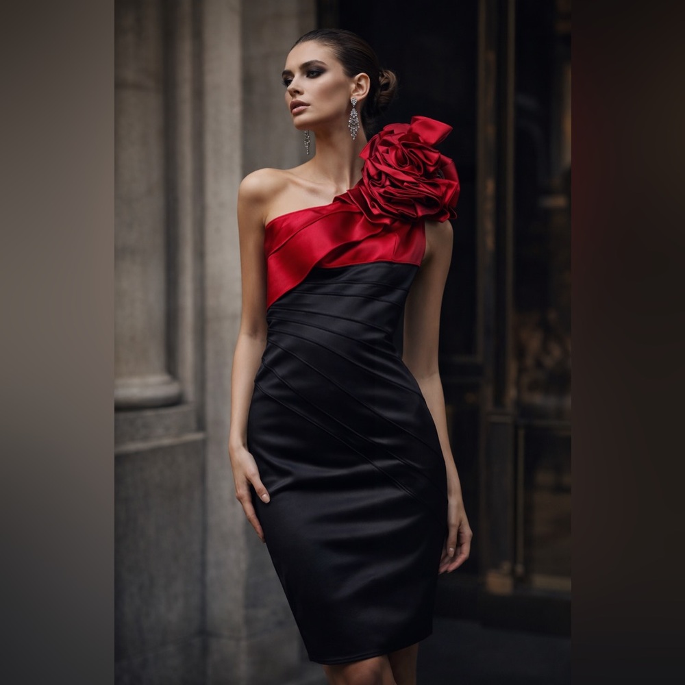Karen Millen One-Shoulder Statement Dress ❤️🖤